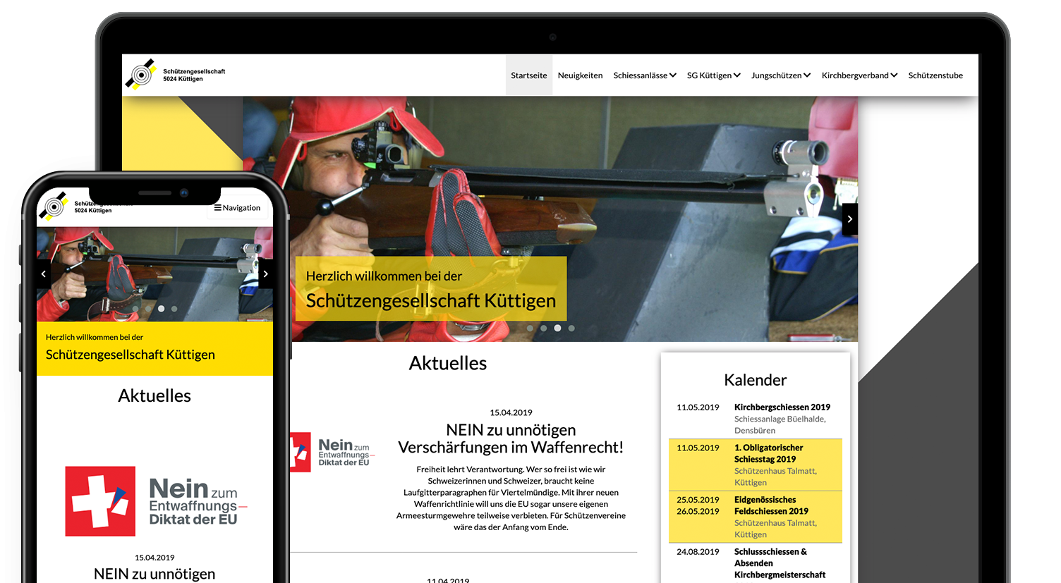 Screenshots der neuen Webseite 2019 auf Desktop und Mobile